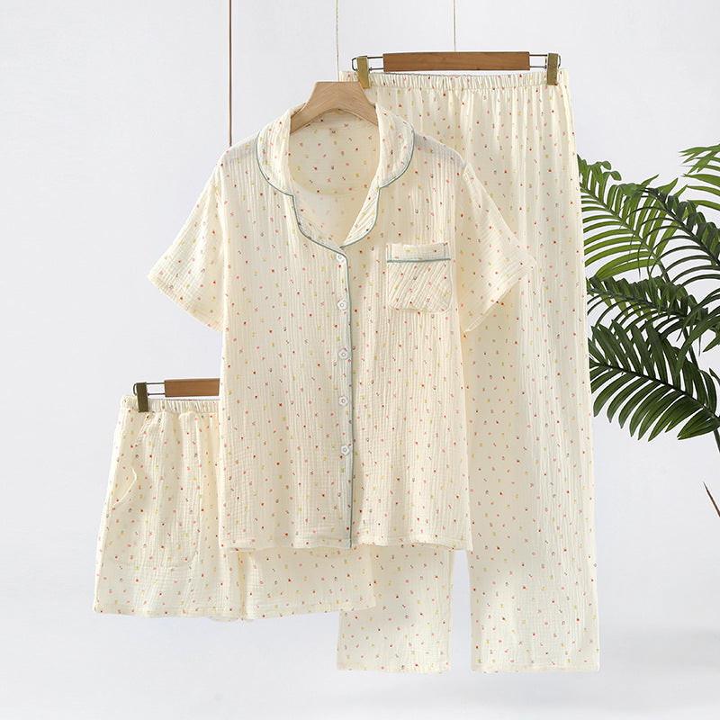 Cotton Three-Piece Pajama Set