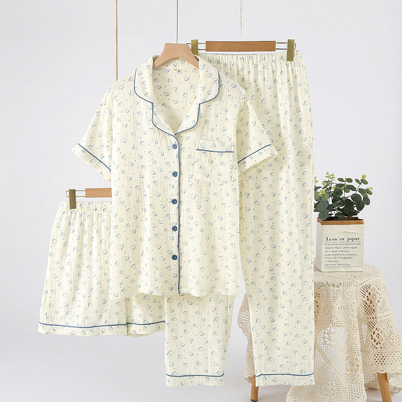Cotton Three-Piece Pajama Set