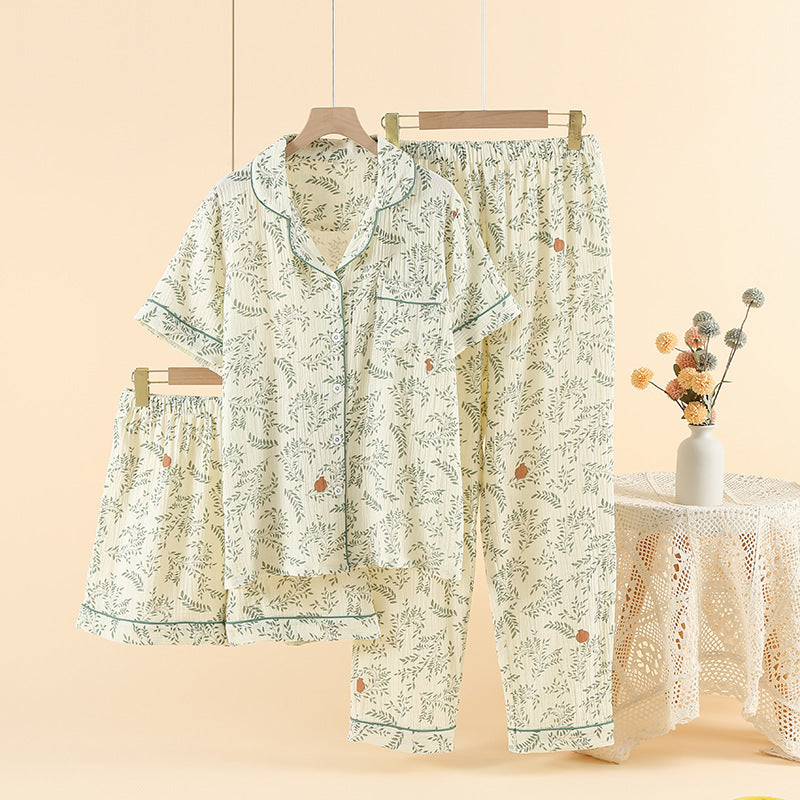 Cotton Three-Piece Pajama Set