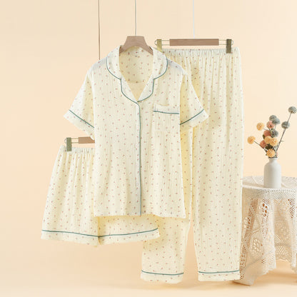 Cotton Three-Piece Pajama Set