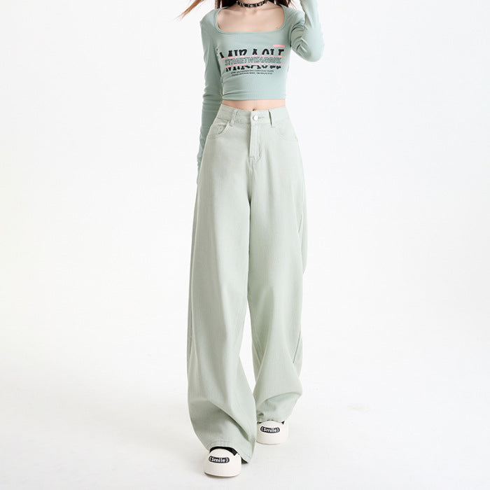 Cotton Wide Leg Denim Pants