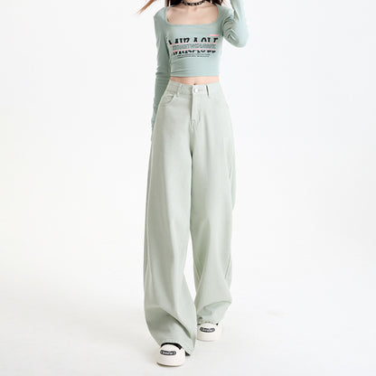Cotton Wide Leg Denim Pants