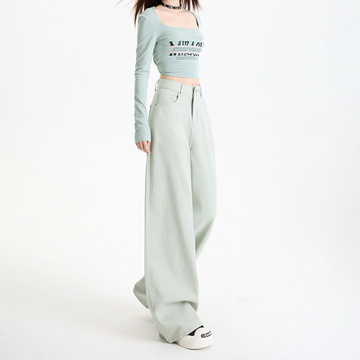Cotton Wide Leg Denim Pants