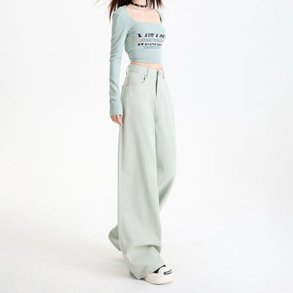 Cotton Wide Leg Denim Pants