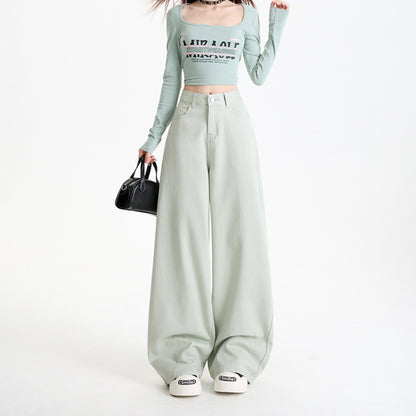 Cotton Wide Leg Denim Pants
