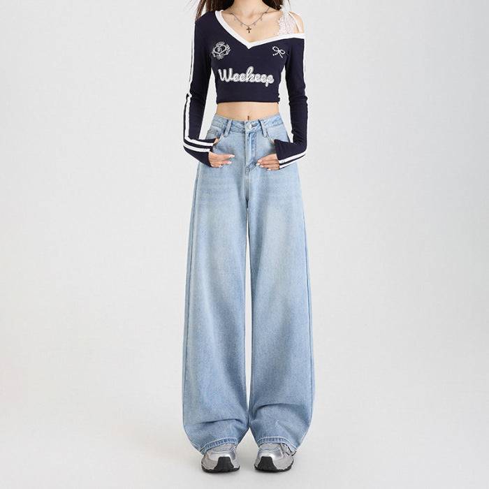 Cotton Wide Leg Denim Pants
