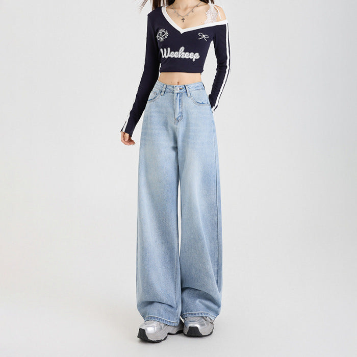 Cotton Wide Leg Denim Pants