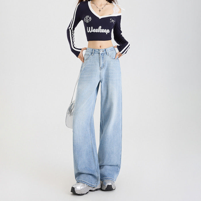 Cotton Wide Leg Denim Pants