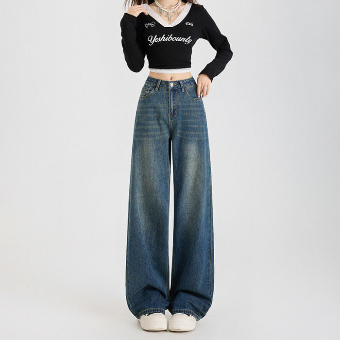 Cotton Wide Leg Denim Pants