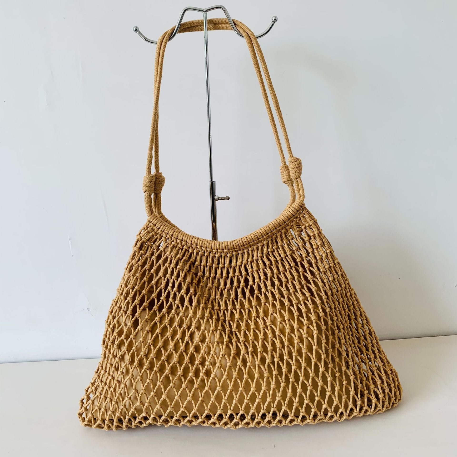Cotton Woven Drawstring Bucket Bag