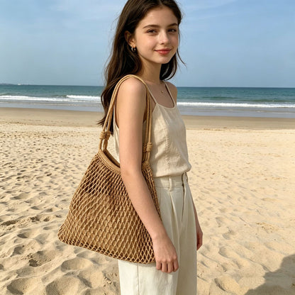 Cotton Woven Drawstring Bucket Bag