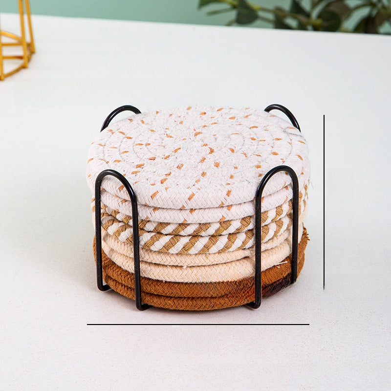 Cotton Woven Round Heat Insulation Coaster Placemat