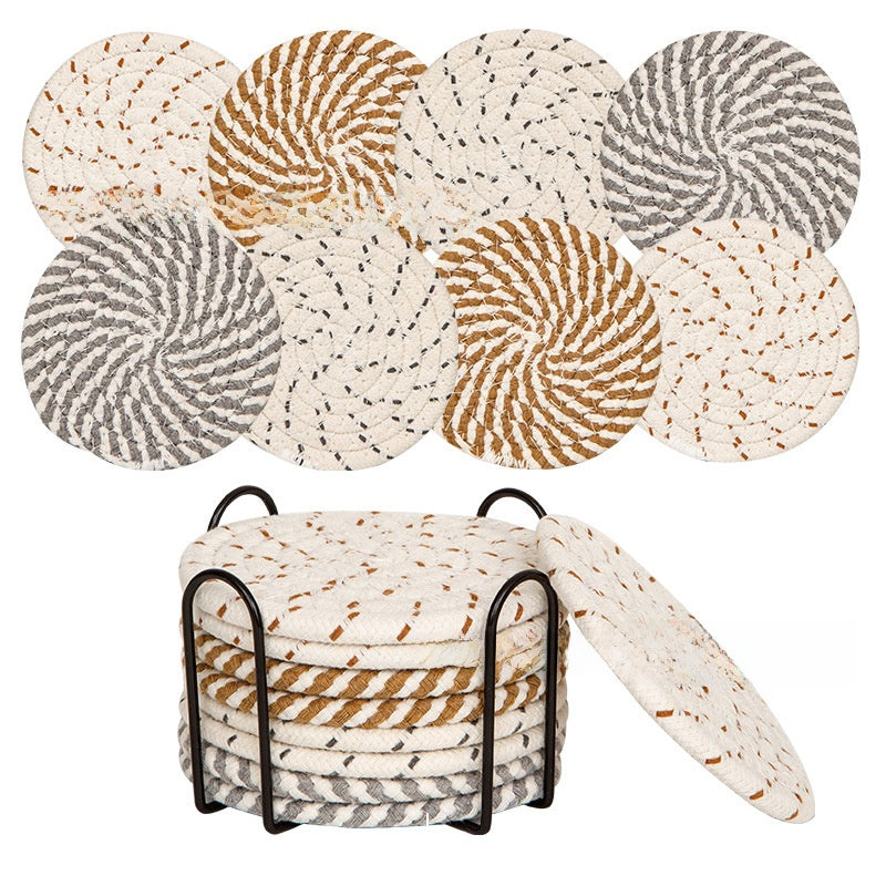 Cotton Woven Round Heat Insulation Coaster Placemat
