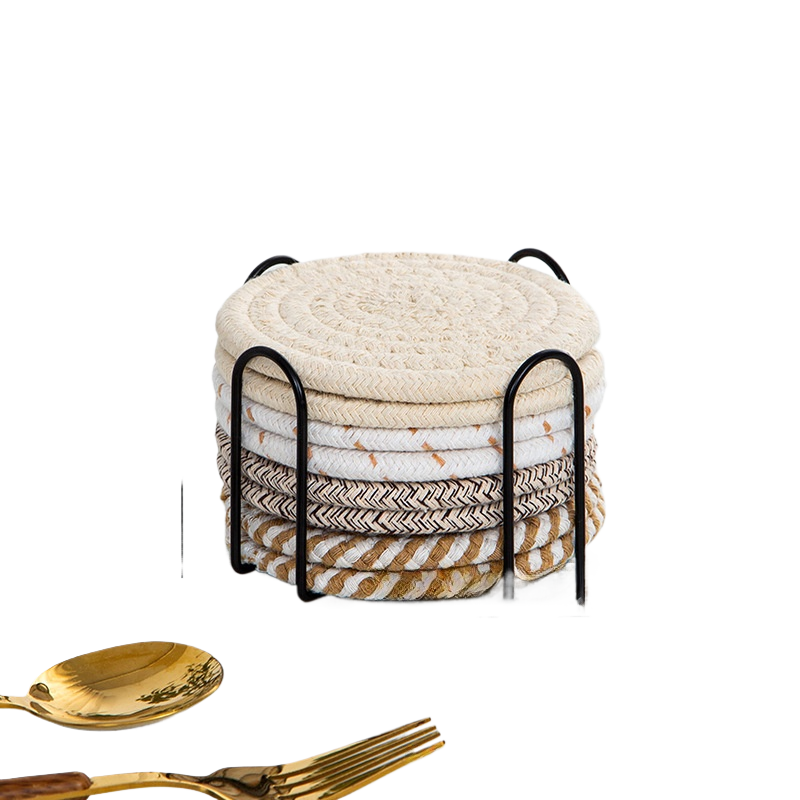 Cotton Woven Round Heat Insulation Coaster Placemat