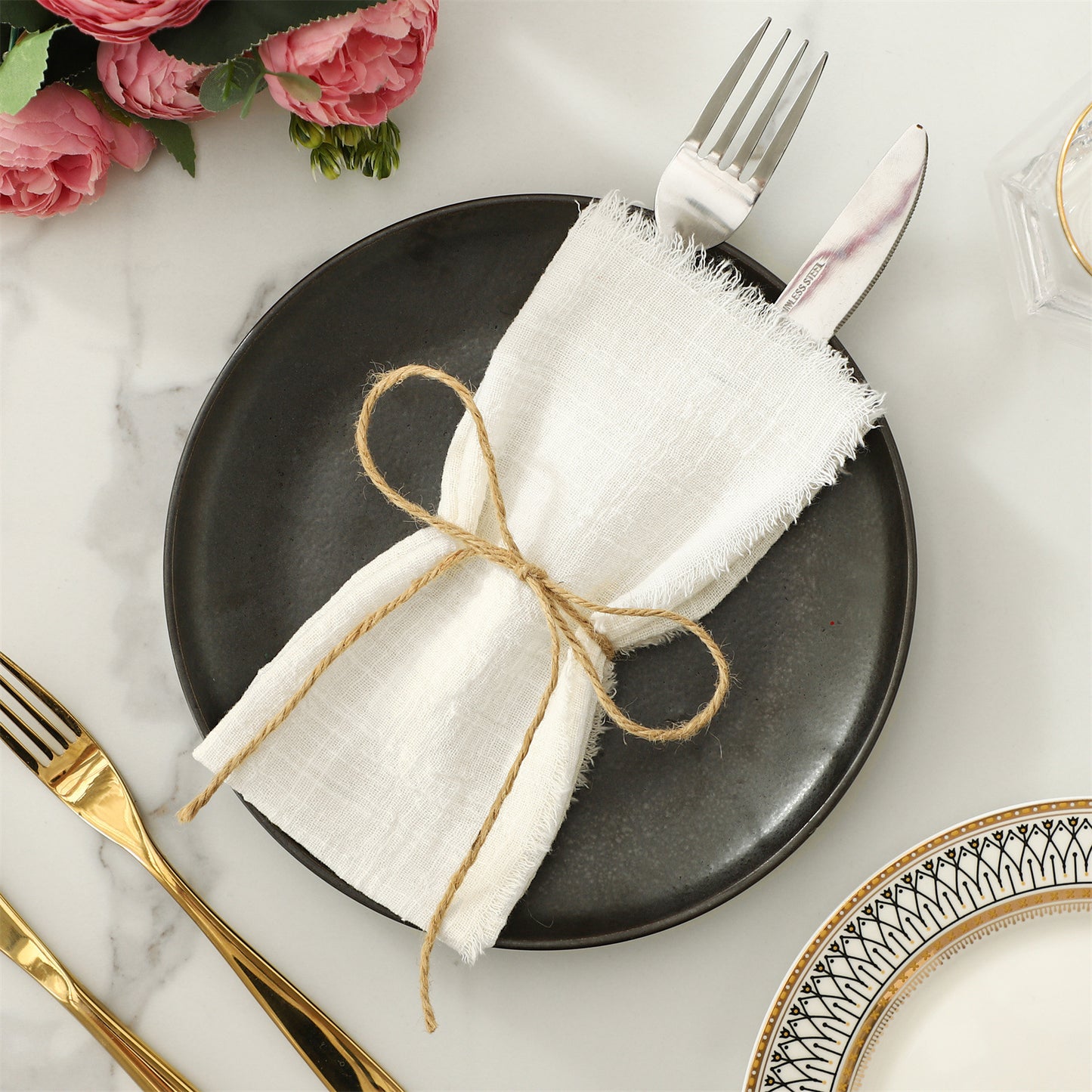 Cotton Wrinkled Raw Edge Napkin Placemat