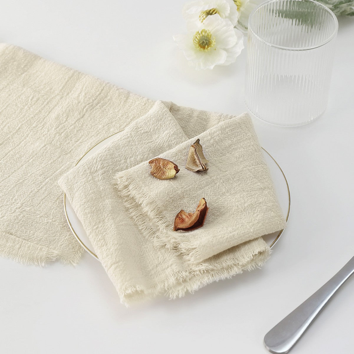 Cotton Wrinkled Raw Edge Napkin Placemat
