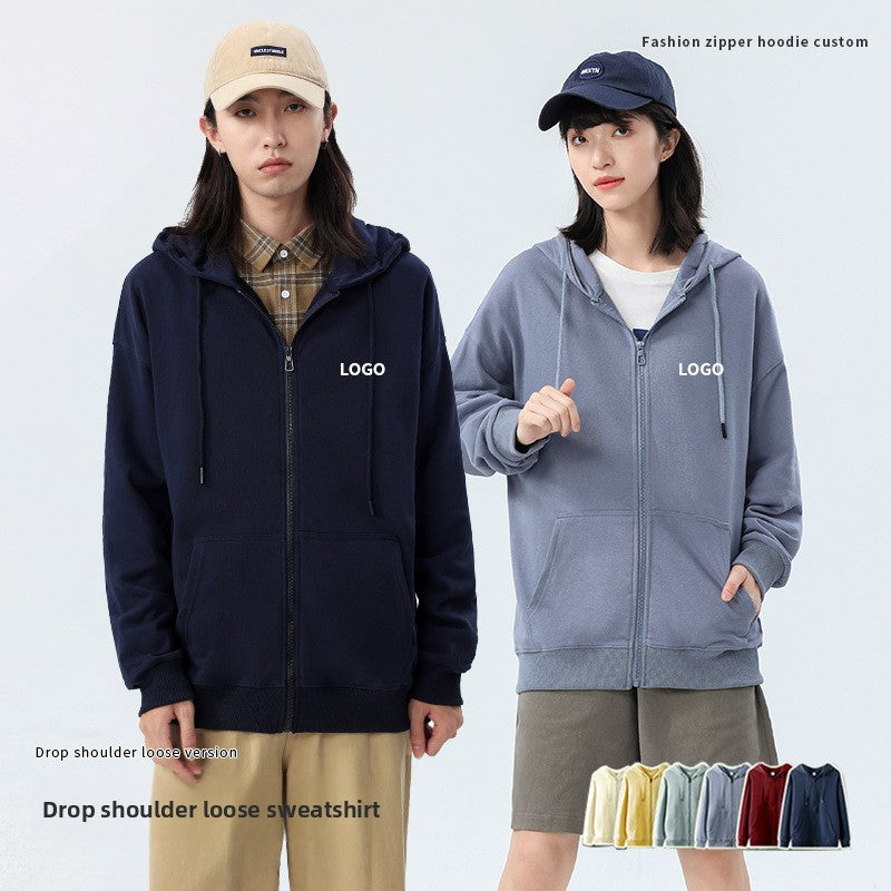 Cotton Zip Up Hooded Sweatshirt