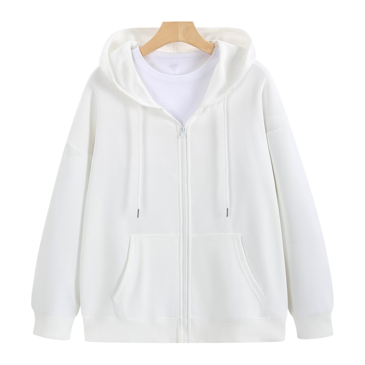 Cotton Zip Up Hooded Sweatshirt