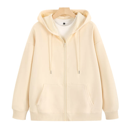 Cotton Zip Up Hooded Sweatshirt