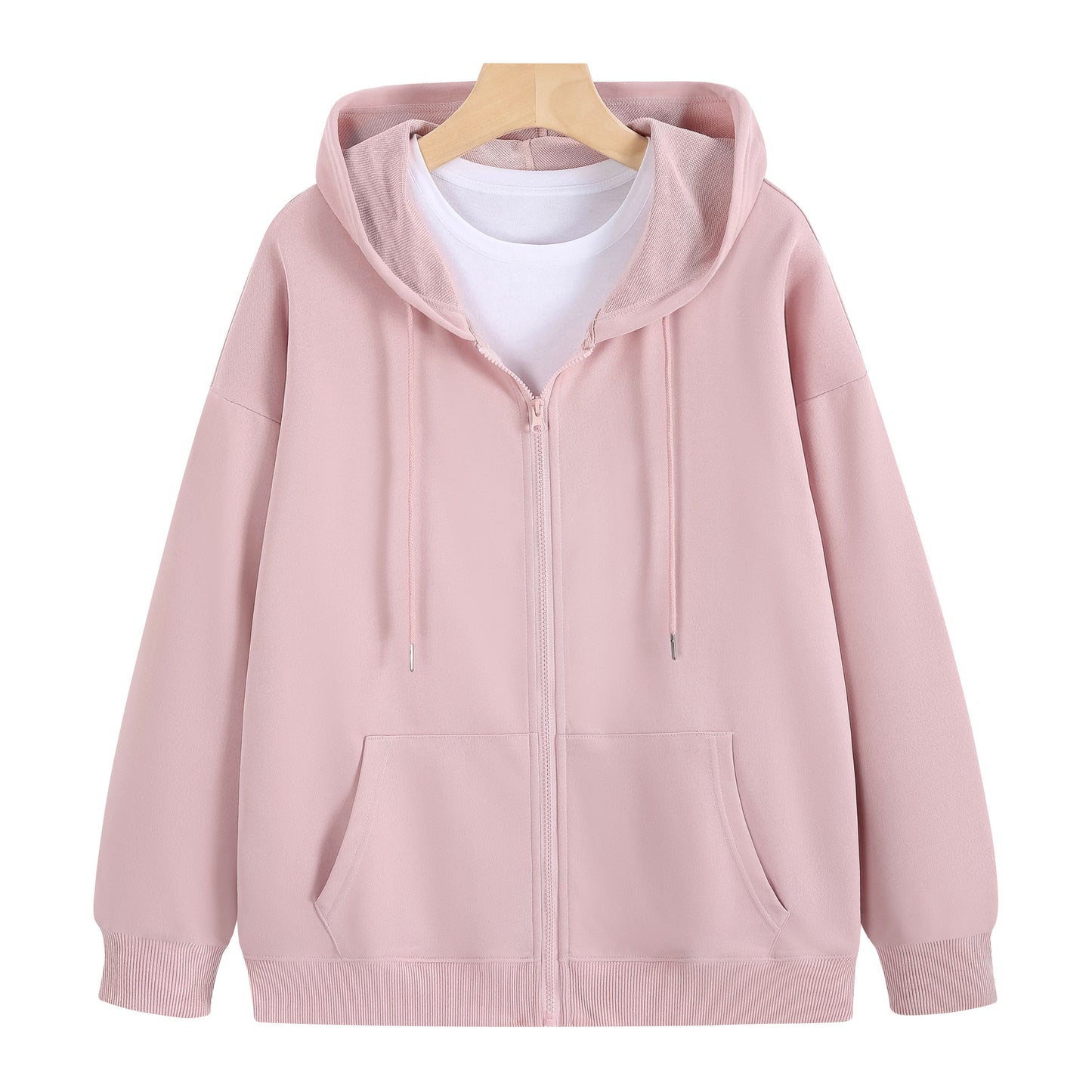 Cotton Zip Up Hooded Sweatshirt