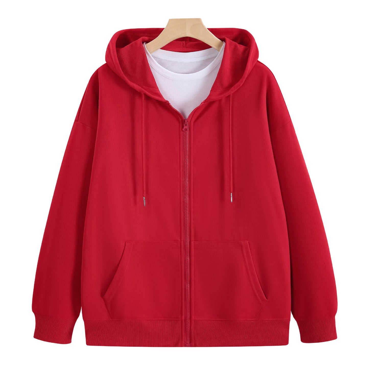 Cotton Zip Up Hooded Sweatshirt