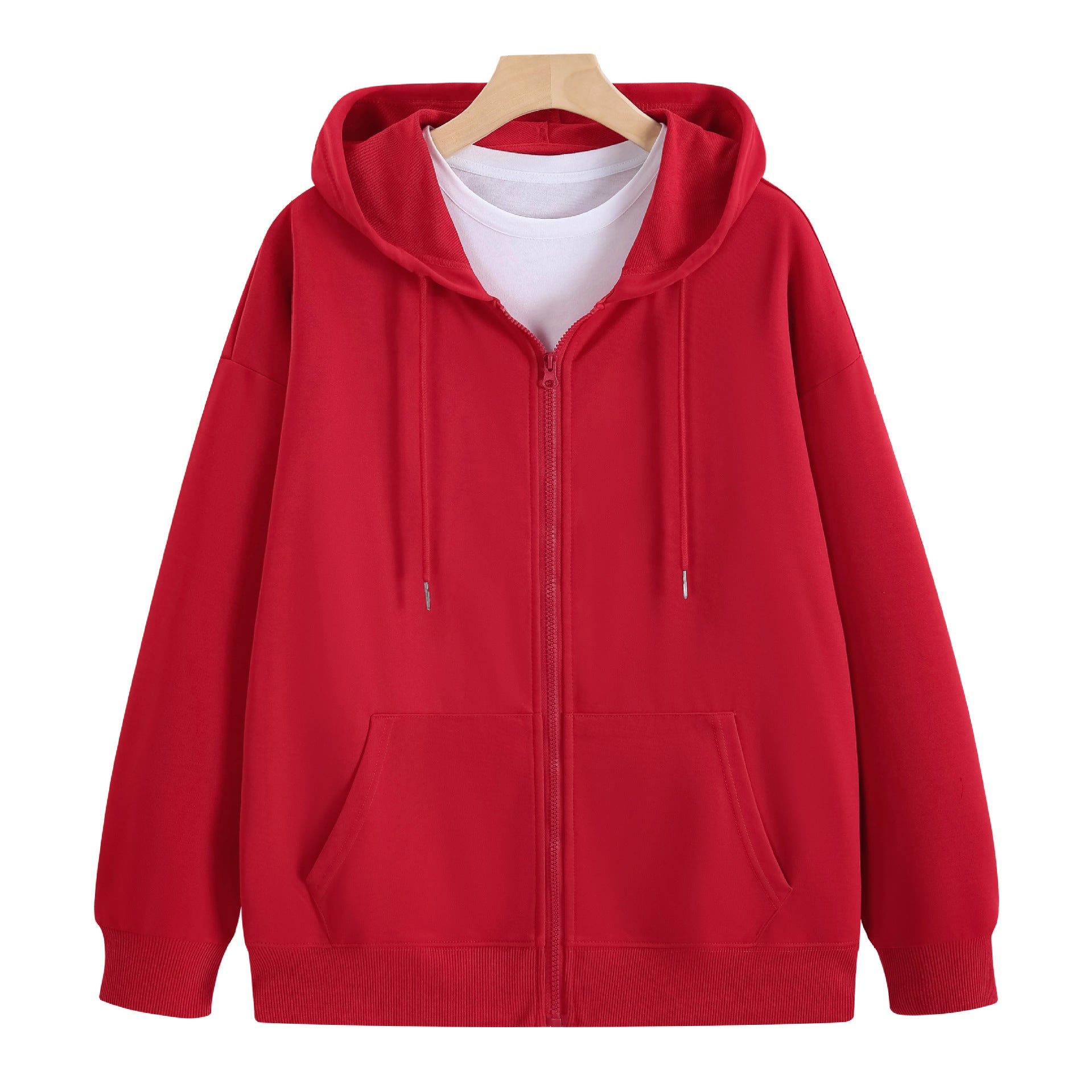 Cotton Zip Up Hooded Sweatshirt