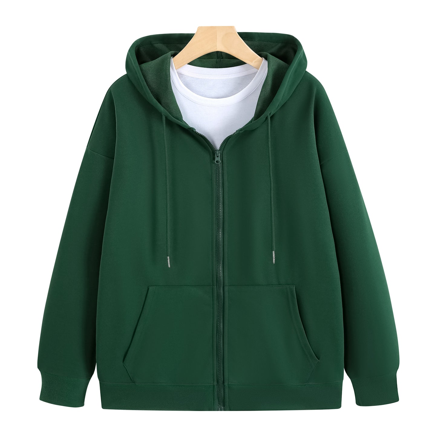 Cotton Zip Up Hooded Sweatshirt