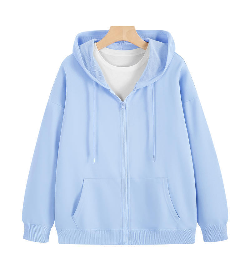 Cotton Zip Up Hooded Sweatshirt