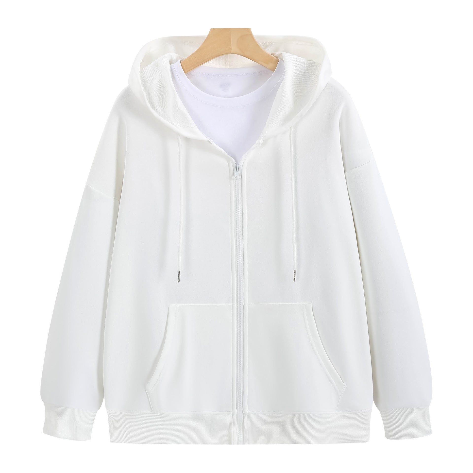 Cotton Zip Up Hooded Sweatshirt