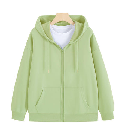Cotton Zip Up Hooded Sweatshirt