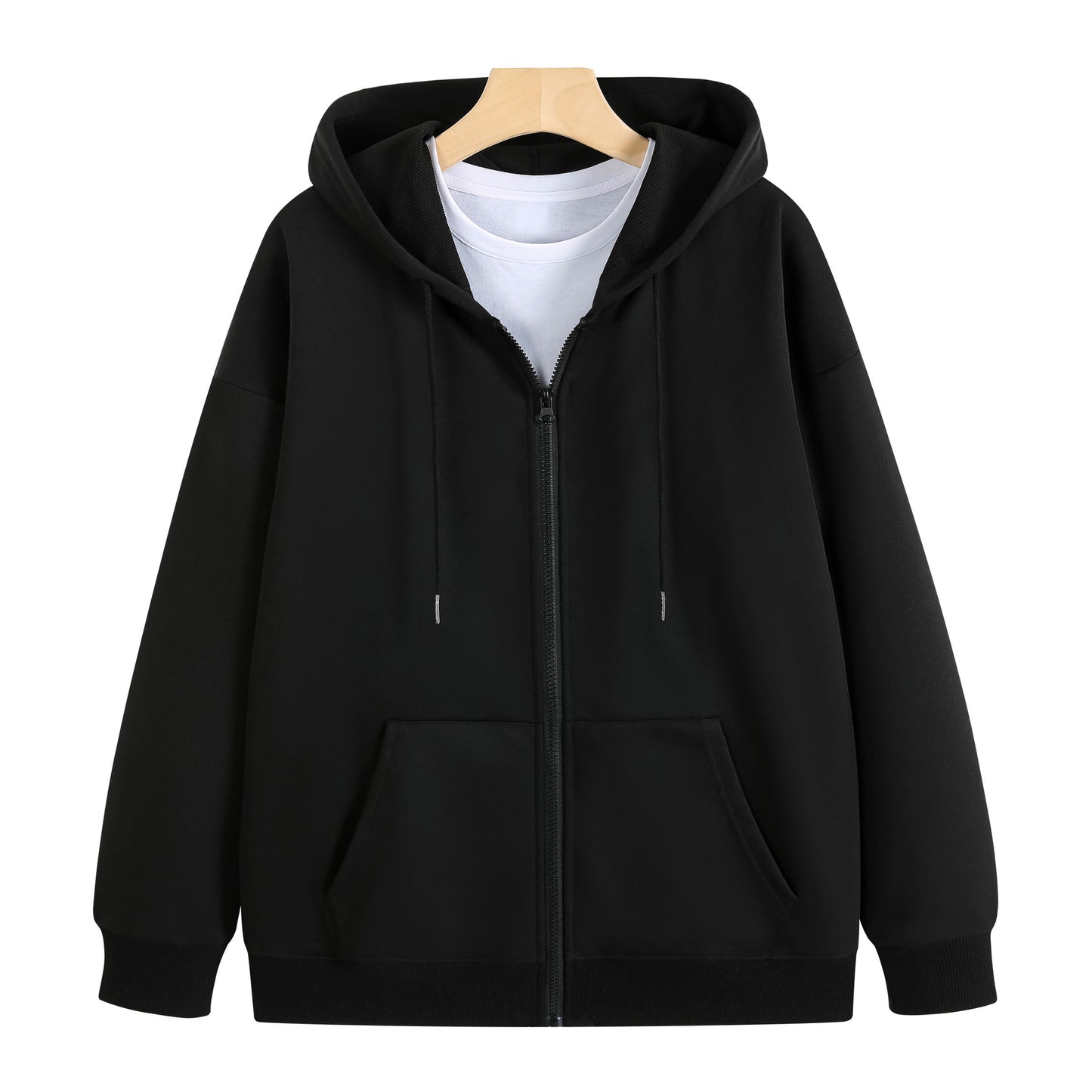 Cotton Zip Up Hooded Sweatshirt
