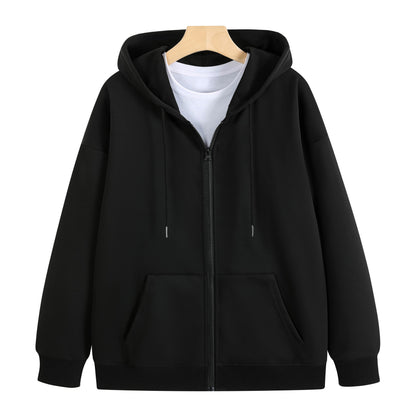 Cotton Zip Up Hooded Sweatshirt