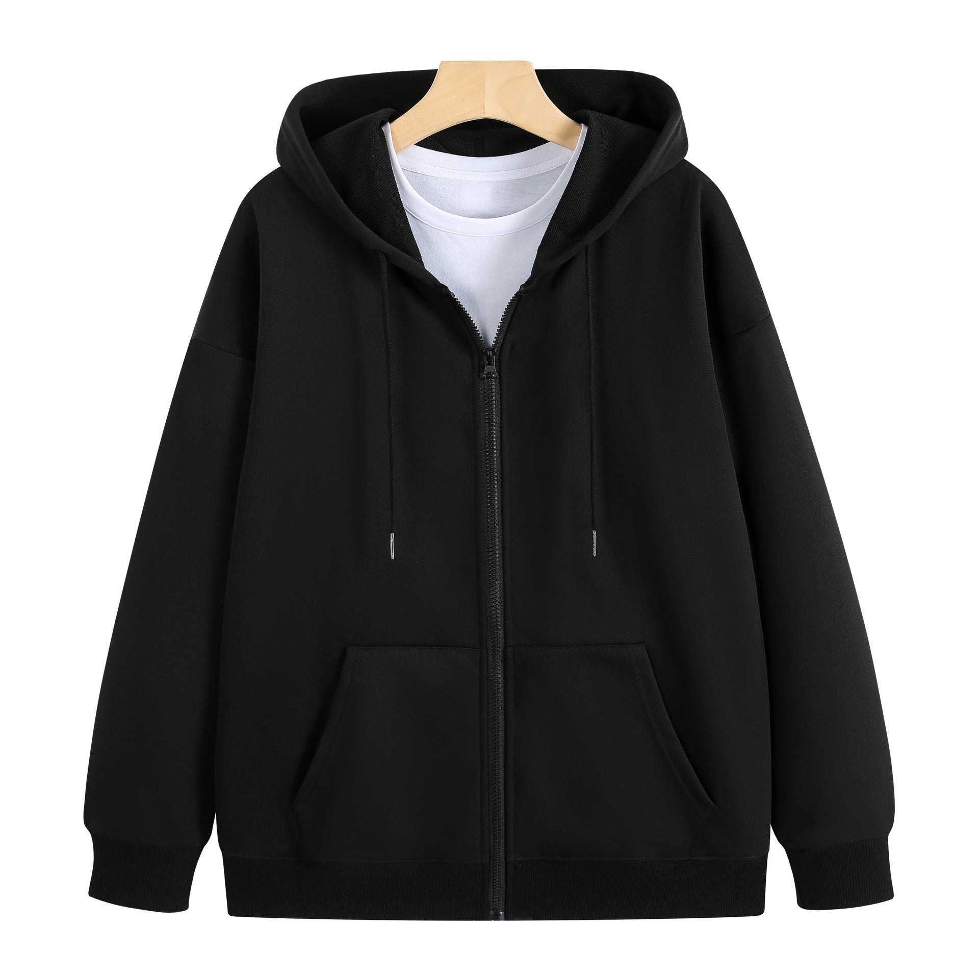 Cotton Zip Up Hooded Sweatshirt