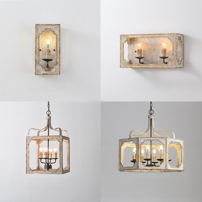 country wooden wall lamp