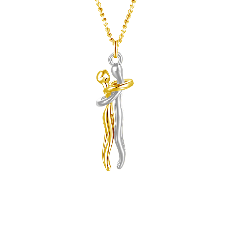 Couple Embrace Pendant Necklace
