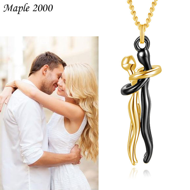 Couple Hugging Necklace