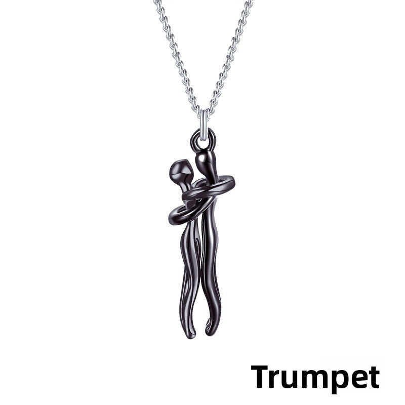 Couple Hugging Necklace