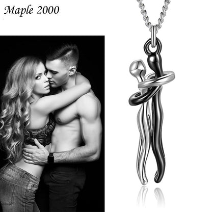 Couple Hugging Necklace