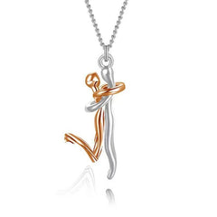 3.7cm Silver Pendant Gold Chain