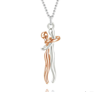 Couple Hugging Pendant Necklace