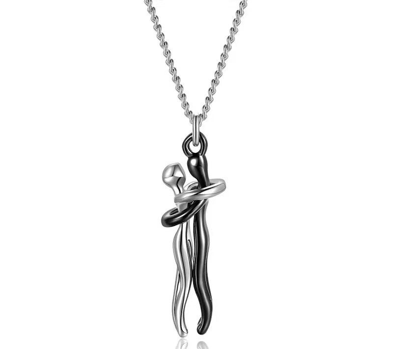 Couple Hugging Pendant Necklace
