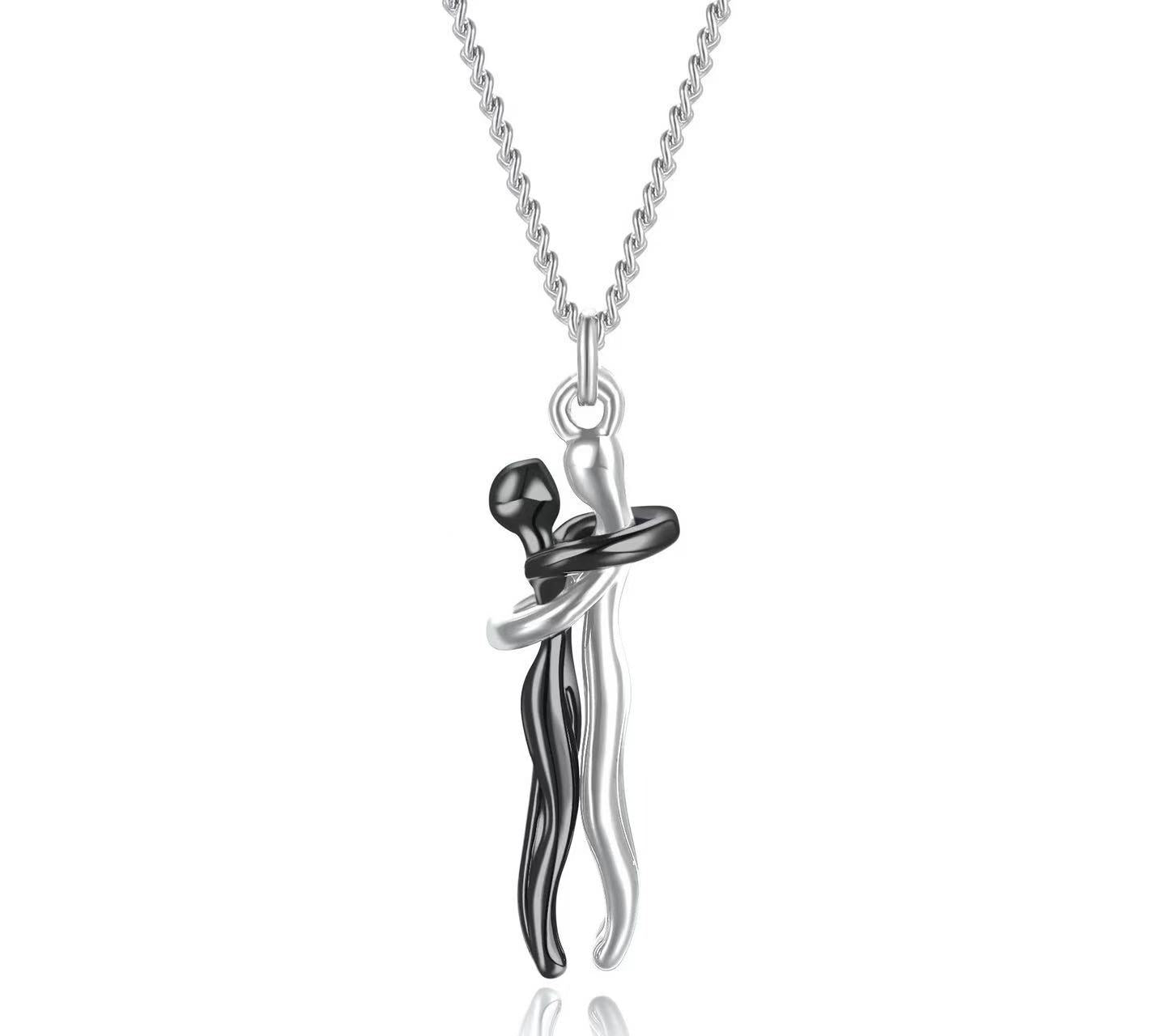 Couple Hugging Pendant Necklace