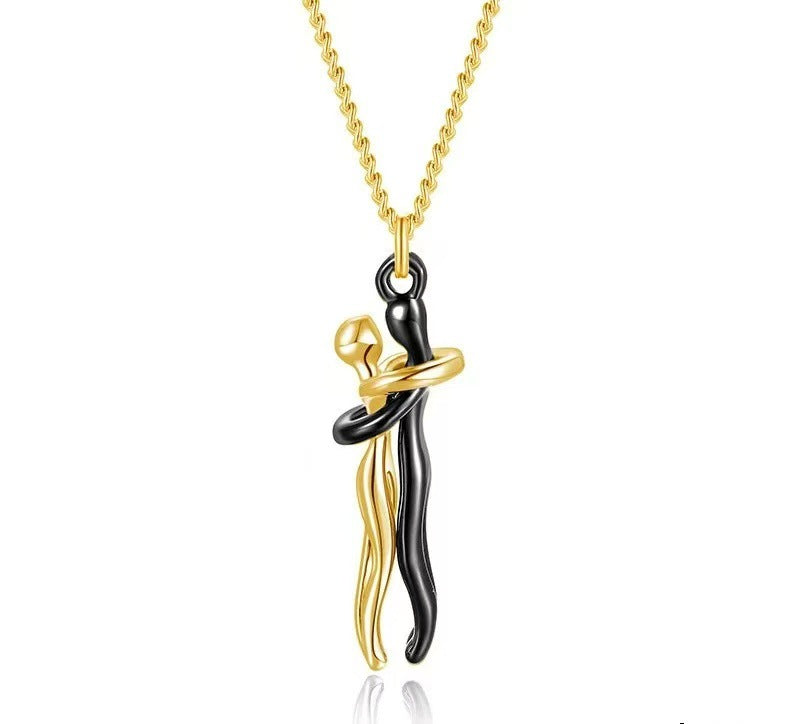 Couple Hugging Pendant Necklace