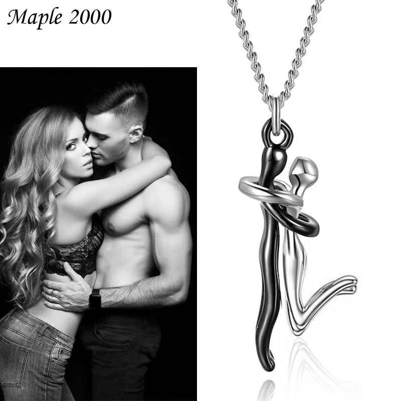 Couple Hugging Pendant Necklace
