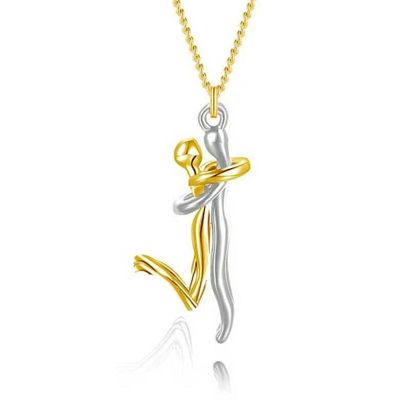 Couple Hugging Pendant Necklace