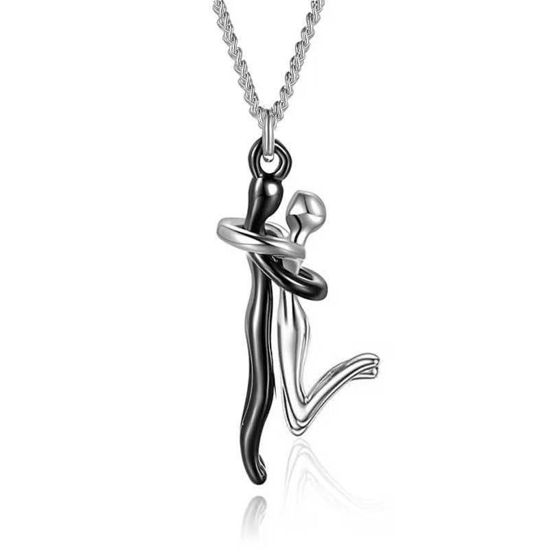 Couple Hugging Pendant Necklace