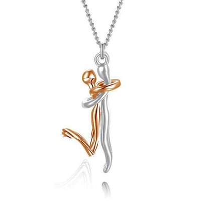 Couple Hugging Pendant Necklace