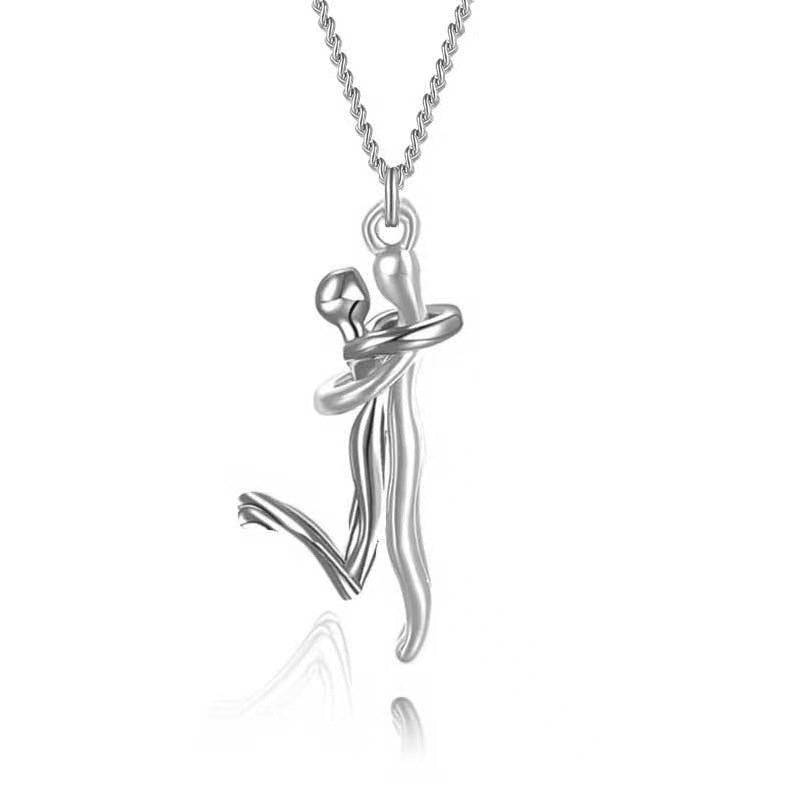 Couple Hugging Pendant Necklace
