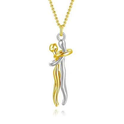 Couple Hugging Pendant Necklace