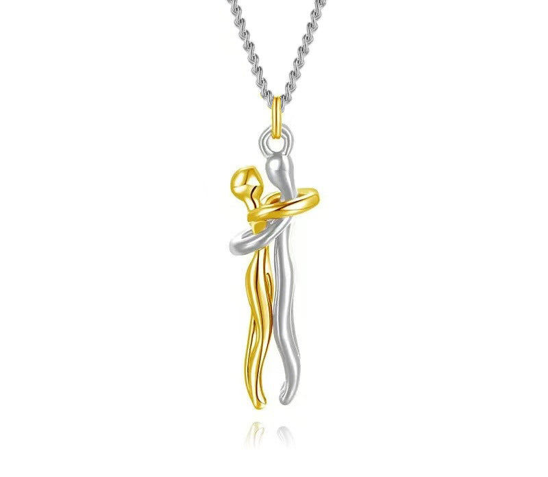 Couple Hugging Pendant Necklace